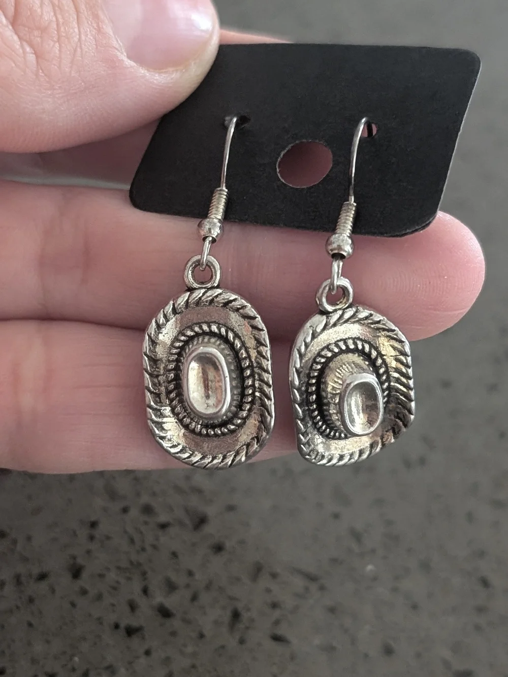 Fashion Jewelry Silver Cowboy Hat Dangle Earrings